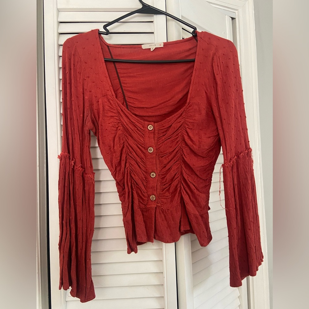 Cropped bell sleeve top